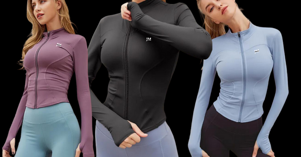 Just Modern Women's Sports Slim Fit Activewear Lightweight Gym Full Zip-up Running Workout Track Top Yoga Jacket.