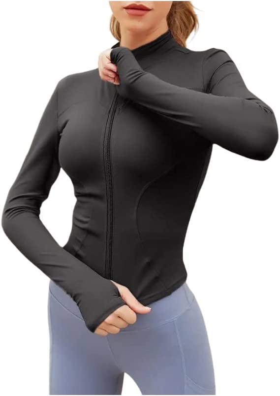 Just Modern Women's Sports Slim Fit Activewear Lightweight Gym Full Zip-up Running Workout Track Top Yoga Jacket.